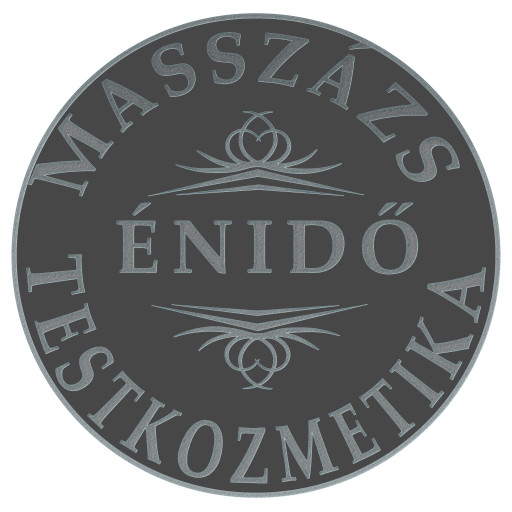 masszázs és testkozmetika logom kör formájú diszítő elemekkel énidő felírattal